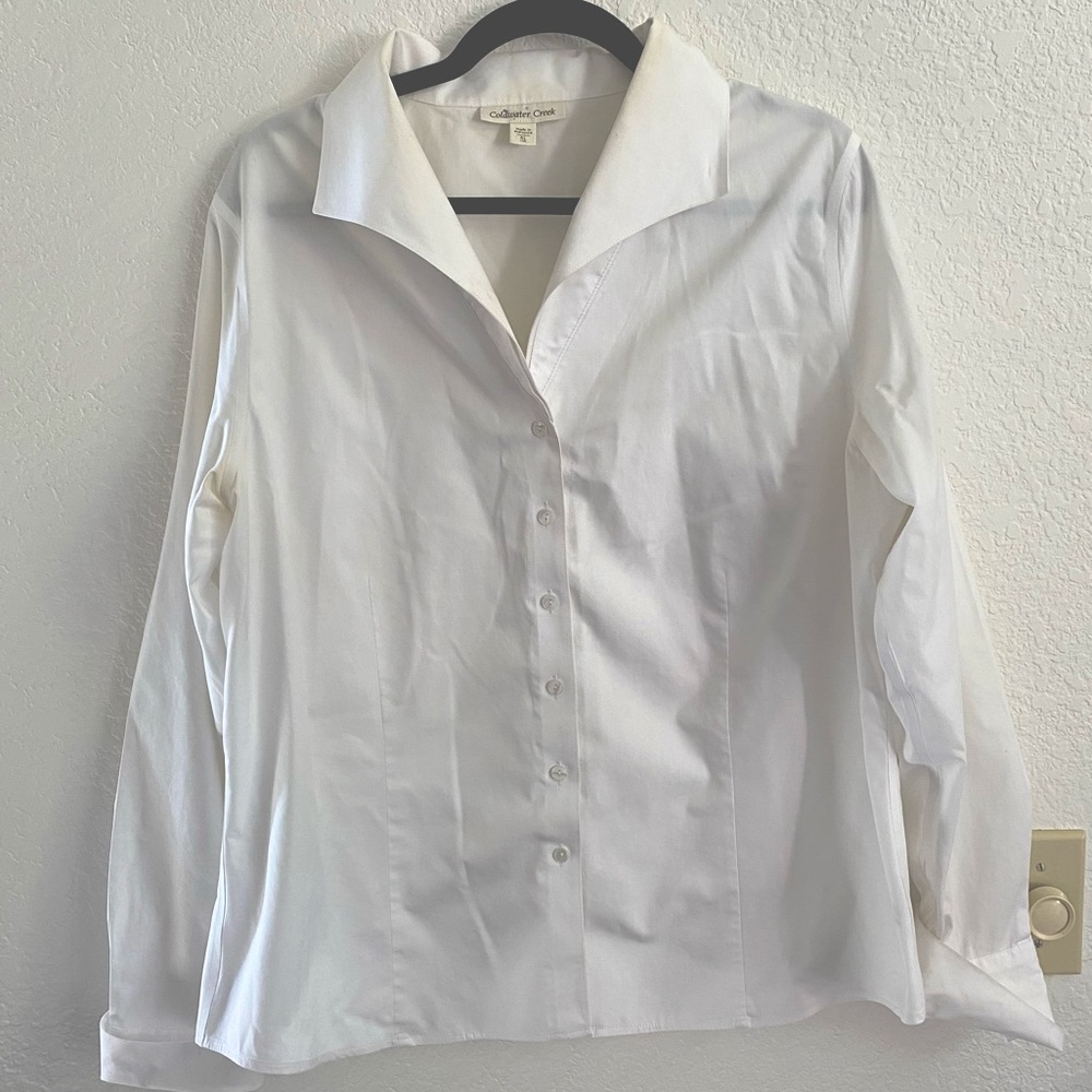 Coldwater Creek White Button-Down Shirt